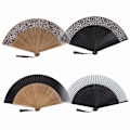 Miniatyrbilde 1 av 5: Bambus Håndvifte Leopard Trykk Folding Fans Bomullssett på 4 med Deksel for Bryllup og Fester