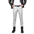 Pikkukuva 1 / 5: Youthup Miesten Slim Fit Tekokuvitetut Nahkahousut EU 35 Hopea