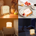 Miniatyrbillede 4 af 5: Sød Toastbrød LED Natlampe Genopladelig Timer Bærbar Sengebordlampe Fødselsdagsgaveideer til Teenagere