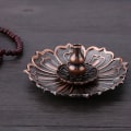 Miniatyrbillede 6 af 8: Kobber Røgelseskinne Plade Røgelse Bakke Lotus Flower Modeling Røgelse Brænder Holder