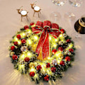 Miniatyrbillede 2 af 5: Julekrans til hoveddøren, 40 LED-lys batteridrevet, 40 cm julekrans festdekoration