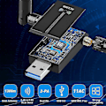 Miniatyrbild 4 av 5: 1300mbps Långdistans USB Wifi Adapter För PC Stationär Dator Laptop, USB Trådlös Adapter Dual Band 2.4ghz 5