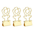 Miniatyrbillede 2 af 8: 100 stk. Mini Binder Clips Blomsterform Stærk Klemmekraft Metal Lang Hale Clips Kontorartikler Guld