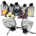 Miniatyrbillede 3 af 5: 100 stk. sorte 9x12 cm bryllupsgaveposer med snøre til makeup, slik, babyshower