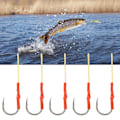 Miniatyrbillede 5 af 8: 5 stk rustfrit stål styrke skarpe fiskekroge med modhager lokkemad havfiskegrej havvand korrosionsbestandighed9/0#