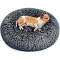 Miniatyrbillede 1 af 5: Blød hundeseng, katteseng, donut pude, vaskbar, aftagelig midterpude, lang plys, 60 cm diameter, ombr khaki