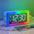 Miniatyrbild 1 av 5: Digital Väckarklocka med 2 Alarm, LED Digital Spegelklocka med 8 Ljuslägen, Snooze, Sömnhjälp, Timer, Elektronisk Väckarklocka med Kontinuerlig