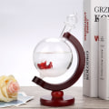 Miniatyrbild 3 av 8: Vacker väderprognos Crystal Windstorm Glas Trä Bas Globe Form Skrivbordsrum