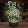 Miniatyrbillede 1 af 5: Børnenatlampe, 3D LED teddybjørn natlampe farverne skifter, dekoration og gaver, sød, fin
