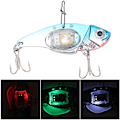 Miniatyrbillede 4 af 8: Undervands LED-lys Metal Hard Lure 3D Fiskefiskeri Kunstagn Diskantkrog (blå)