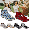 Miniatyrbilde 3 av 5: Kvinners sommerstrand hule romerske gladiatorsandaler36 leopardprint