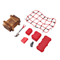 Miniatyrbild 8 av 8: 1/10 RC Bil Simulerade Dekorationsverktyg Resväska Nät Spade Set för SCX10 90046 90047 Klättring Biltillbehör Röd
