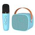 Miniatyrbild 1 av 8: Mini Karaoke-maskin HiFi Surround Sound Bärbar Bluetooth-högtalare med mikrofon för hem utomhus himmelsblå