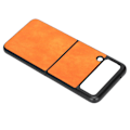 Miniatyrbild 7 av 8: Lychee mönstrad lädertelefonfodral Fullt skydd Stöttålig för Samsung Galaxy Z Flip 3Orange