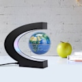 Miniatyrbilde 3 av 8: 4in C-formet magnetisk levitasjon flytende globus lysende rotasjonsglobus hjem skrivebordsdekorasjon 100-240V blå EU-plugg