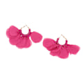 Miniatyrbillede 2 af 8: Store Større Stof Blomster Dangle Øreringe Intrikate Perle Håndlavede Stof Kronblad Hoop Øreringe til Kvinder Piger Ferie Bryllup Rose Rød