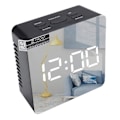 Miniatyrbild 3 av 3: LED-display digital väckarklocka med enkel snooze-funktion - Modern spegeldesign för sovrum, hemmakontor (vit)