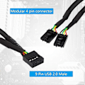 Pikkukuva 3 / 4: Emolevyn USB 2.0 9-nastainen liitin 1-4 laajennushubijakaja-adapteri