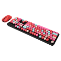 Miniatyrbillede 7 af 8: Trådløst tastatur og mus Combo 2.4G trådløs tilstand Letbetjent Retro Punk-tastatur med 3 DPI justerbar gamingmus blandet farve rød