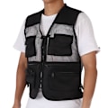 Miniatyrbillede 5 af 8: Militærvest Slidstærk åndbar Multi Pocket Mesh fiskevest til udendørs aktiviteterL Sort