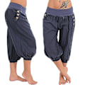 Pikkukuva 1 / 5: Jooga Capri -housut sivutaskuilla | Nopeasti kuivuvat ja kevyet | Boho-tyyli | Vaaleansininen ja tummansininen | XXL