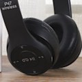 Miniatyrbillede 7 af 8: P47 Bluetooth Headset Multifunktion Deep Bass Noise Reduction Foldbare trådløse sportshovedtelefoner til hjemmekontor Rejser Sort