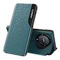 Miniatyrbilde 1 av 5: kompatibel Honor Magic 5 Lite 5g /x9a 5g PU Lær Shell Side View Vindus Stativ Deksel Telefon Cover - D Grønn