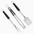Miniatyrbild 1 av 5: Grillverktygssats i rostfritt stål - Tång, Spatel och Gaffel (3-delars set)