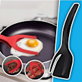 Miniatyrbilde 2 av 5: Stekt Egg Dobbel Spatel, Non-stick Matklype 2-I-1 Silikon Eggvender Pannekake Brødklemme Grillspade Tang for Matgrep og Snuing