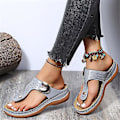 Miniatyrbillede 3 af 5: Komfortable Rhinestone Wedge Slippers til kvinder - Skridsikre Sommersandaler40 Sort