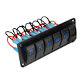 Miniatyrbillede 4 af 8: 5-knaps vippekontaktpanel 12V-24V dobbelt USB-oplader LED spændingsdisplay til/fra-kontakt til lastbil RV Yacht