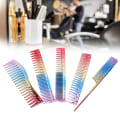 Miniatyrbilde 7 av 8: 5 stk Space Aluminium Fargerig Gradient Haircut Kam Salon Frisør Kam Styling Tool