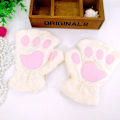 Miniatyrbild 1 av 4: Söta Cat Paw Plysch halvfinger vinterhandskar för kvinnor och flickor