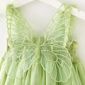 Miniatyrbillede 4 af 5: Fairy Tulle Kjole til Småbørn Piger | Ærmeløs Sommerfuglevinge | Børns Dansefest Prinsessekjole | Grøn - 110CM