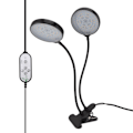 Miniatyrbillede 5 af 8: Plantevækstlys Timing 5 dæmpbare niveauer Vandtæt Dobbelthoved 30W USB-drevet LED plantelampe med klipsbase