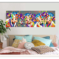 Miniatyrbilde 2 av 4: Fargerik ku hjemmeinnredning maleri, lerret maleri (ingen ramme), 40x120cm