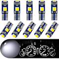 Miniatyrbilde 1 av 5: T5 LED-lyspære (pakke med 10, hvitt lys) T10 3030 3smd 3led instrumentlys, egnet for internt speedometer, instrumentpanel, indikatorlys