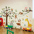 Miniatyrbild 3 av 4: Djur Väggdekaler Skog Träd Väggdekal Djur Räv Hjort Löv Väggdekor Barnrum Babyrum