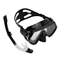 Miniatyrbilde 2 av 8: Justerbart snorklesett for voksne, snorkelbrille og pustetube, snorkleutstyr for voksne til svømmetrening, svart