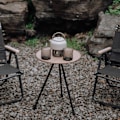 Miniatyrbild 6 av 8: Fällbart campingbord förtjockat 2 nivåer justering bärbar förstärkt struktur aluminiumlegering densitetsbräda utomhusbord träkorn