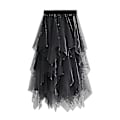 Miniatyrbilde 5 av 5: Elegant Svart Tulle A-linje Midiskjørt for Kvinners Ballet Prom Party
