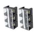 Miniatyrbilde 4 av 8: 2stk Wire Barrier Block Terminal Strip 600V 100A TC Fast Jern Dual Rader Terminal Strip med deksel Svart 3 Posisjoner (1003)