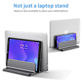 Miniatyrbillede 4 af 5: Dobbelt Vertikal Laptop Stand, Aluminium Legering Holder Grå