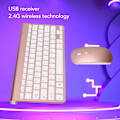 Miniatyrbild 2 av 5: Tangentbord Mus Set 2.4G trådlöst 78 nycklar USB Tunna Etsade Keycaps Ergonomi Mute Button Datortangentbord Mus Rose Gold