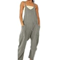 Miniatyrbilde 1 av 2: Dame Casual Oversized Overalls Harem Lange Smekke Bukser Dungarees Baggy Jumpsuit Mørk Grå 2XL