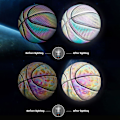 Miniatyrbilde 2 av 4: Reflekterende holografisk basketball i størrelse 7 for nattspill, lyser opp i mørket, basketballgaver, leker for voksne og barn