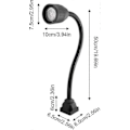 Miniatyrbillede 2 af 5: Maskinlampe Metal Industriarbejdslampe med Fast Base Fleksibel Arm Drejebænksbelysning 220v 5w (sort) (1 stk)