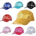 Miniatyrbillede 1 af 5: Glitter Sequin Baseball Caps - Stilfulde Justerbare Snapback Hatte til Kvinder og Mænd, Perfekt til Fester og Udendørsaktiviteter Blå