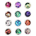 Miniatyrbild 4 av 8: Glittrande nagelkonstglitter, paljetter, nagelpaljetter, iriserande flingor, blandade färger, nagelglitter, 12 lådor/set