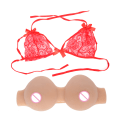 Miniatyrbilde 5 av 8: Silikonbrystform kunstige falske bryster med bikini for mastektomi Crossdresser (en kopp (550 g) + bikini)